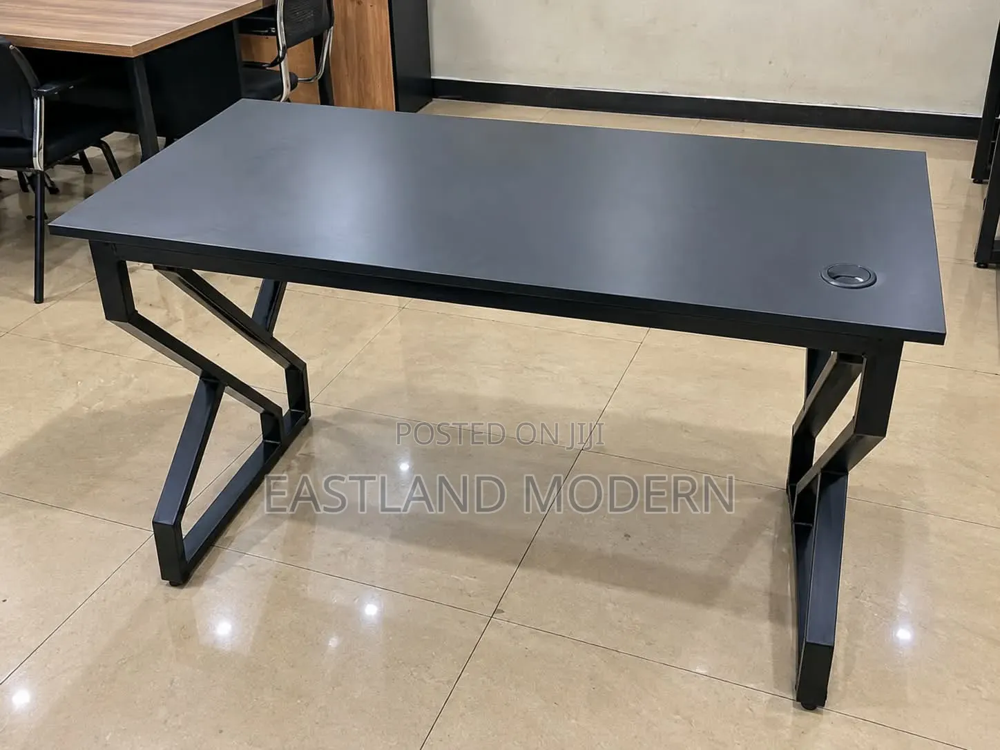Black Office Desk With Metal Legs