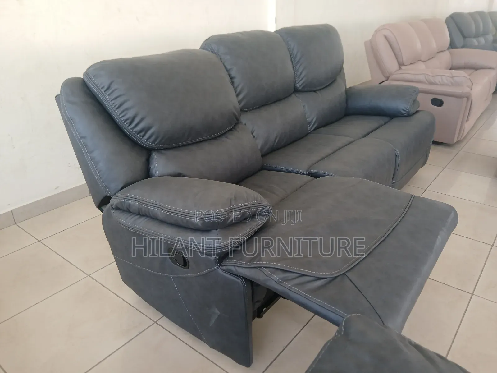 King Size 3-Seater Fabric Recliner Sofa – Premium Grey Luxury Comfort