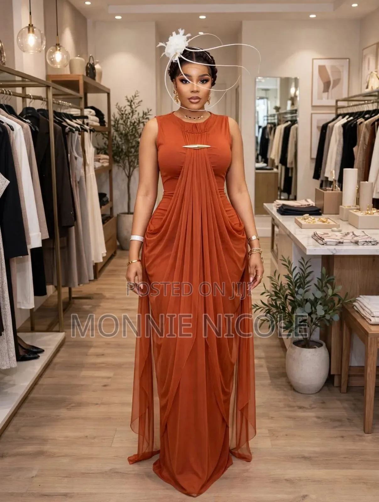 Leslie Long Wedding Dress. Kikuyu Brown Gowns