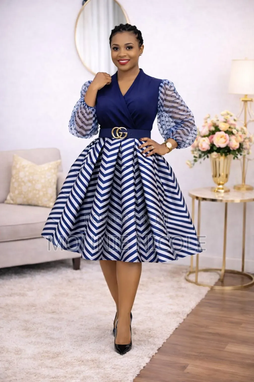Sofia Fashion Skater Dress. Classy Round Dress
