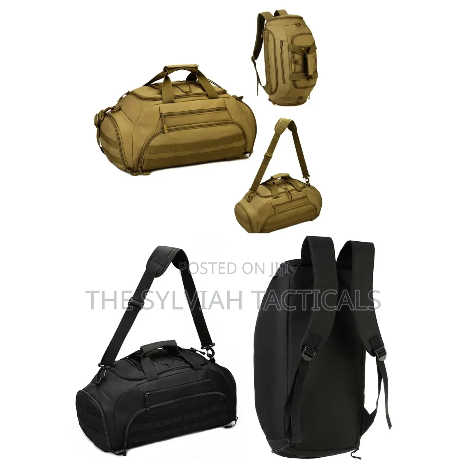40L Duffle Bags Colours; Black, Brown & Black Camo