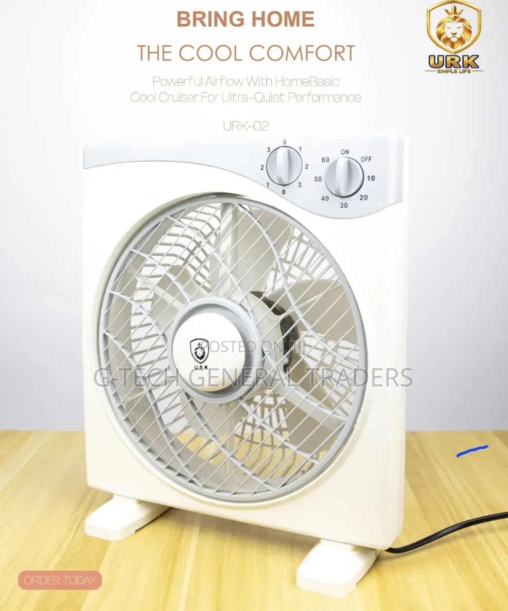 URK-202 (URK Simple Life) 9-Inch Portable Box Desk Fan