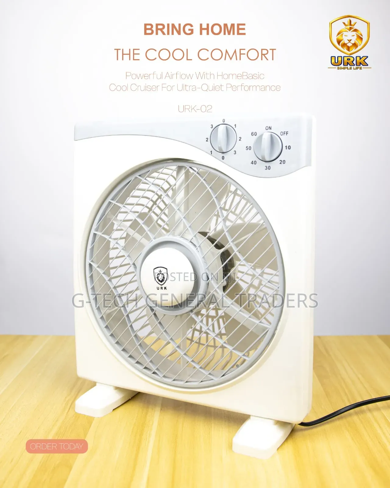 URK-202 (URK Simple Life) 9-Inch Portable Box Desk Fan