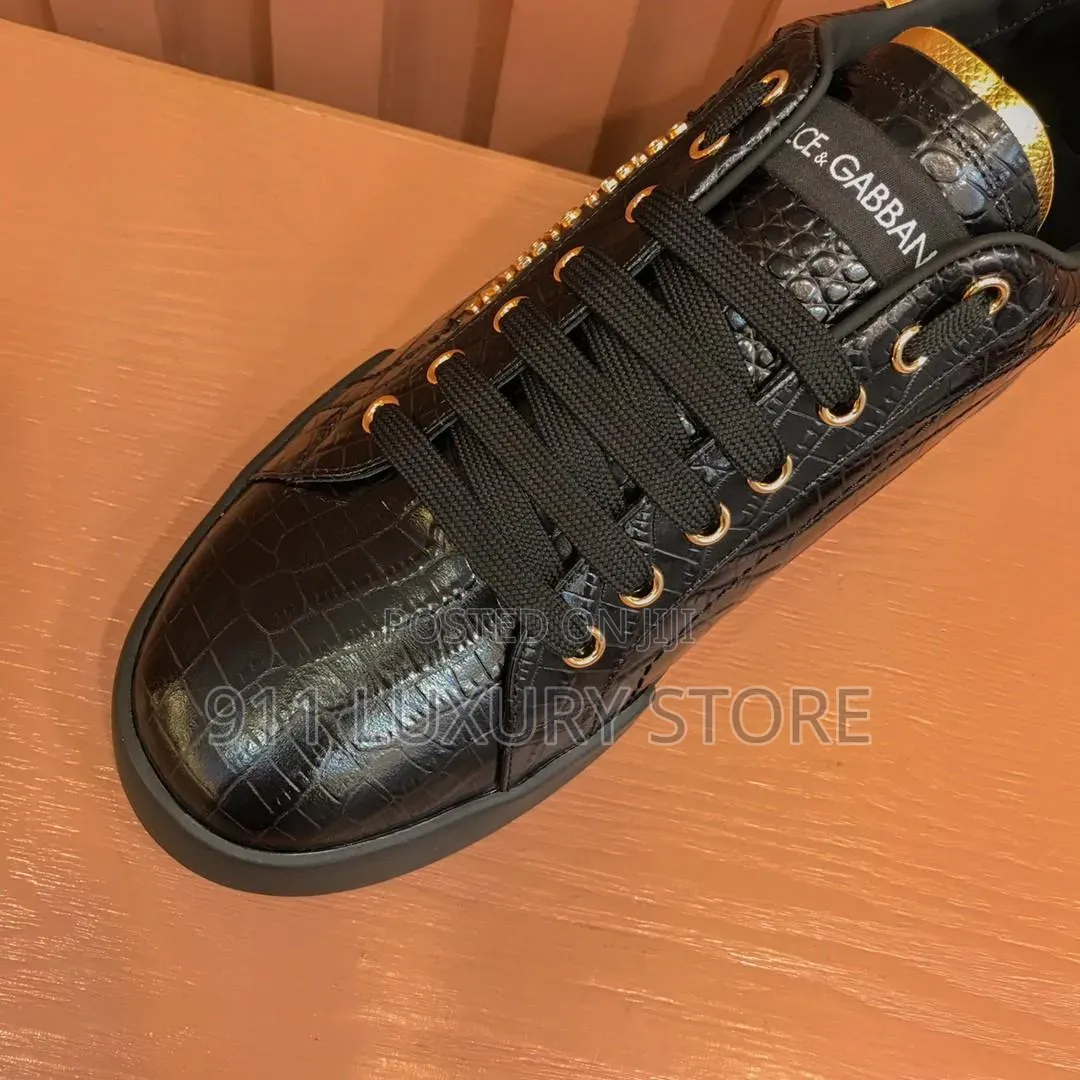 Dolce & Gabbana Crocodile-Pattern Leather Sneaker