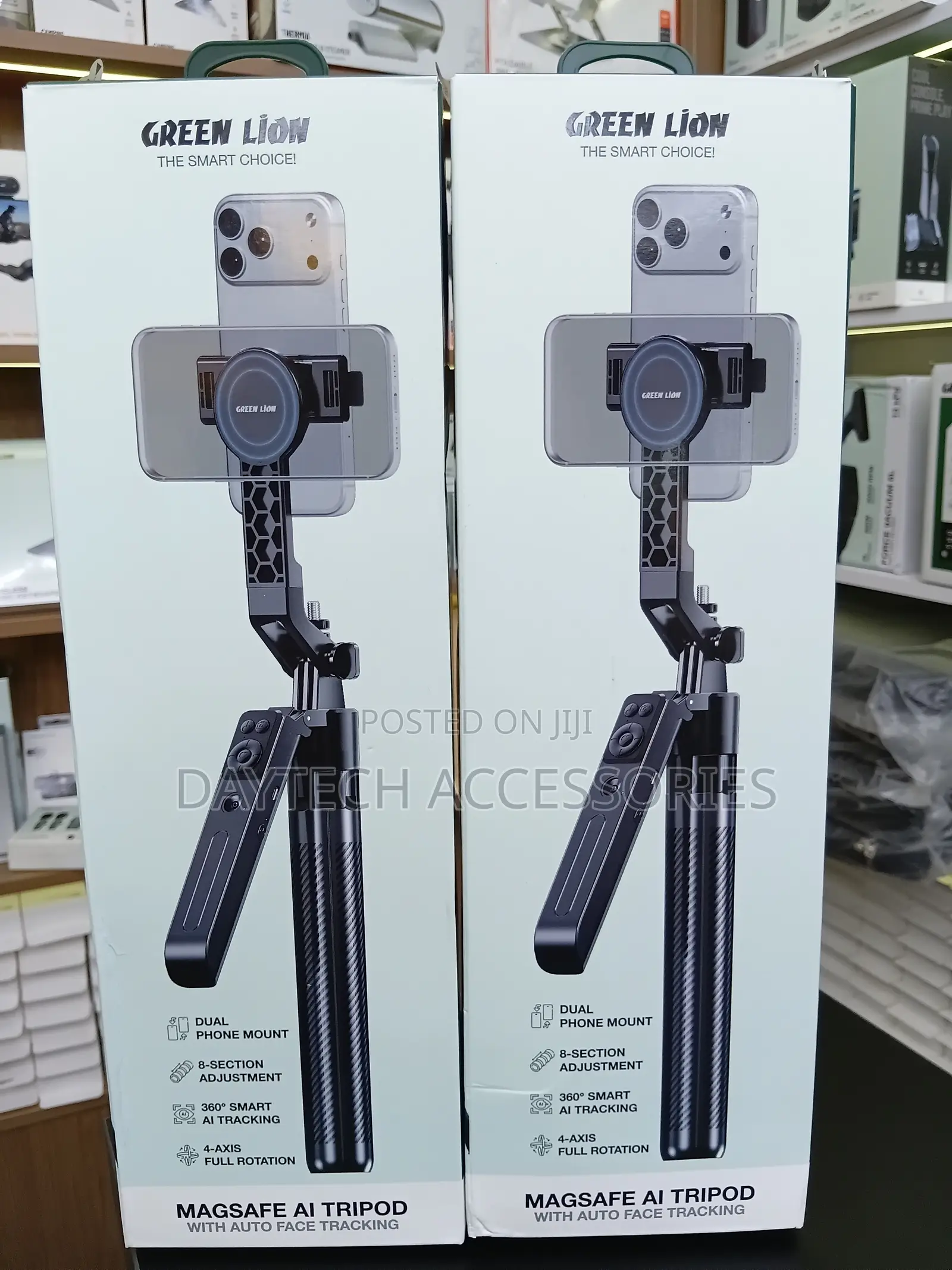 Green Lion MagSafe AI Tripod Stand With Auto Face Tracking – Black