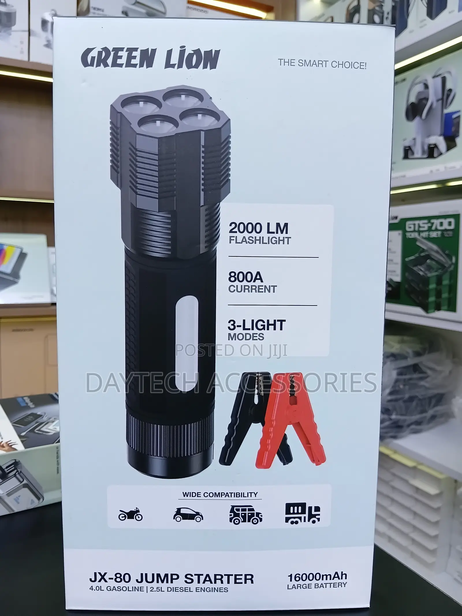 Green Lion JX-80 3-in-1 Multifunctional Car Jump Starter.