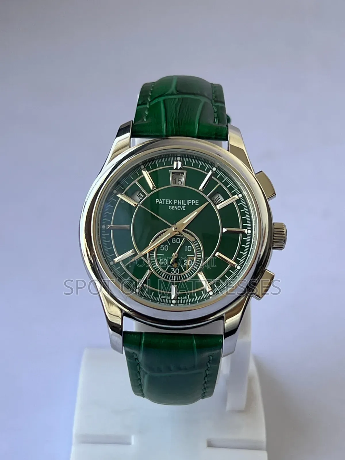 Patek Phillipe Quartz Chronograph Watch. Brown/Navy Blue/Green