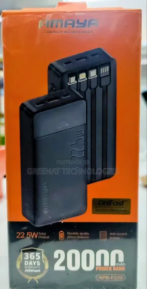 AMAYA Power Bank 20000mAh APB-F229 22.5W Total Output 4 Builtin Cables