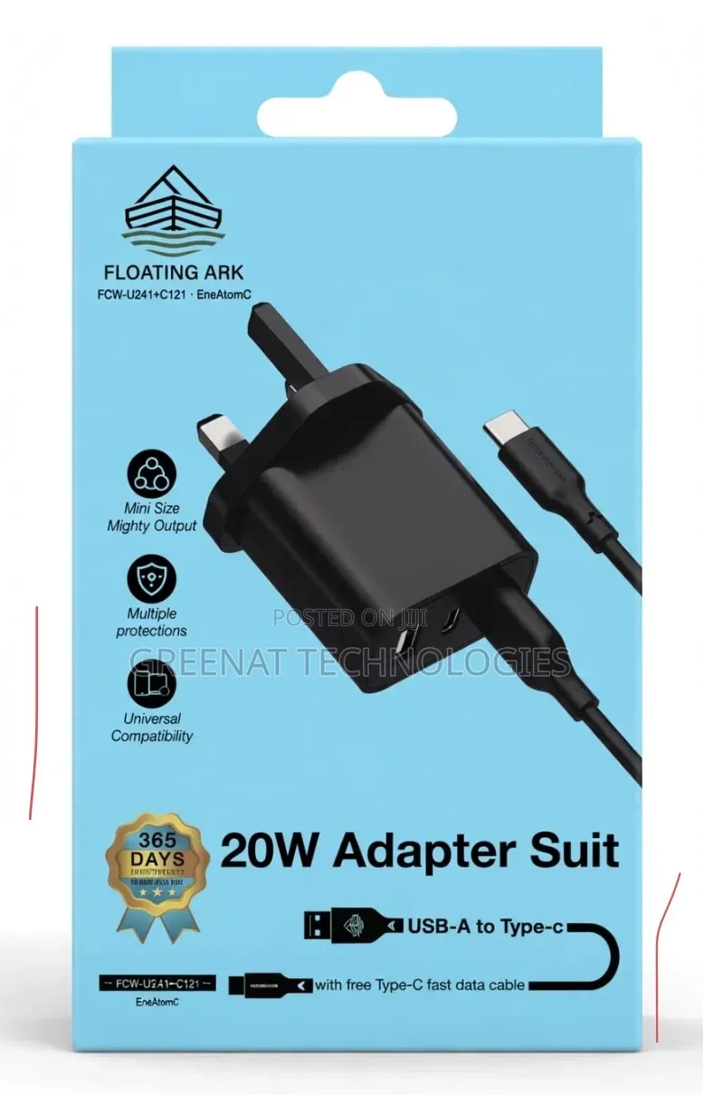 Floating Ark EneAtomC 20W Dual Ports Adapter Suit With USB-A to C
