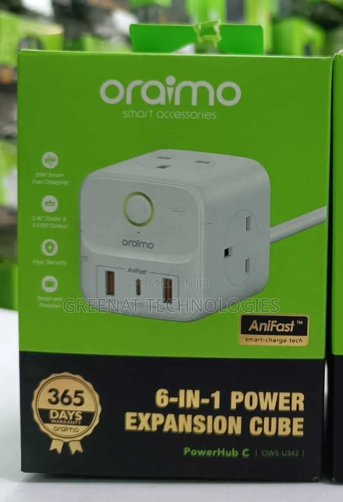 Oraimo PowerHub 6-in-1 Power Expansion Cube 20W Fast 3 AC & 3 USB