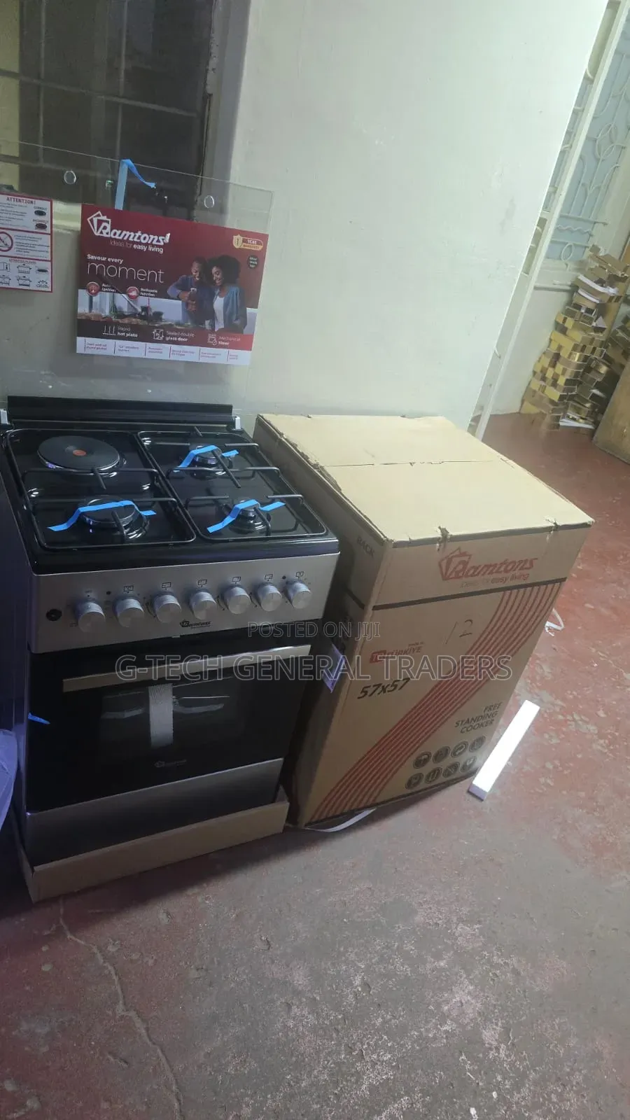 Ramtons 3gas+1hotplate 57×57 Standing Cooker RC/306