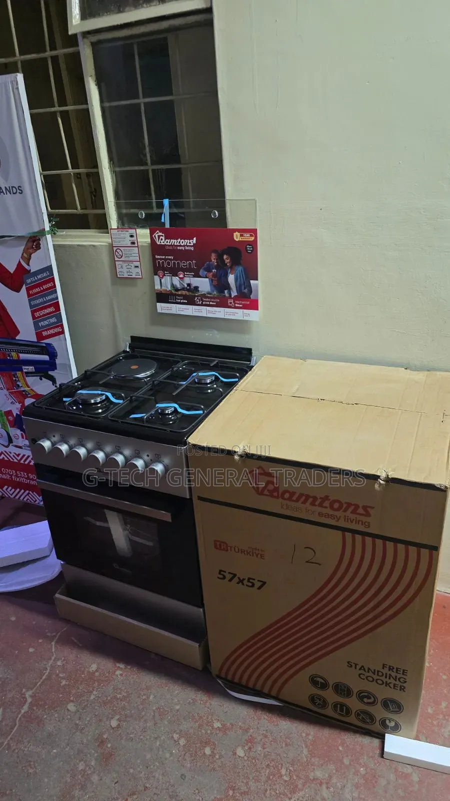 Ramtons 3gas+1hotplate 57×57 Standing Cooker RC/306