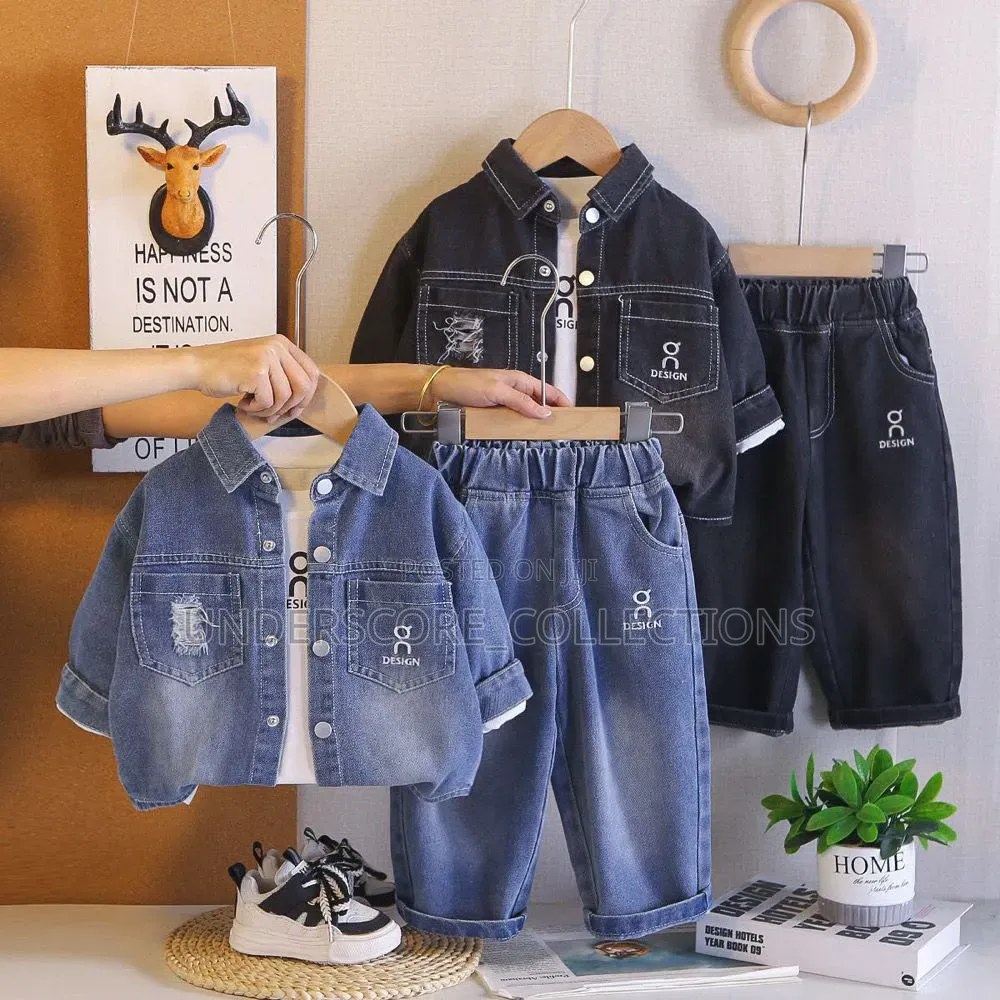 Children Unisex Denim Three Piece Set