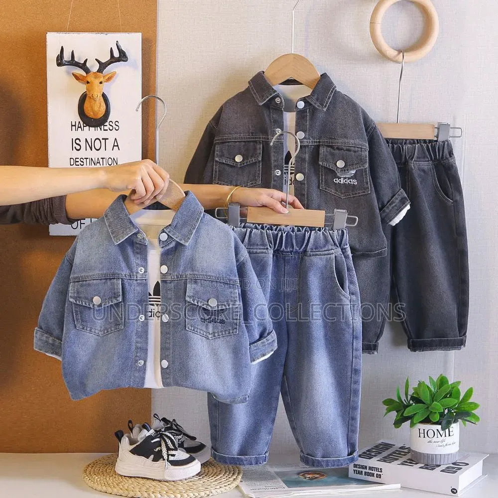 Children Unisex Denim Three Piece Set