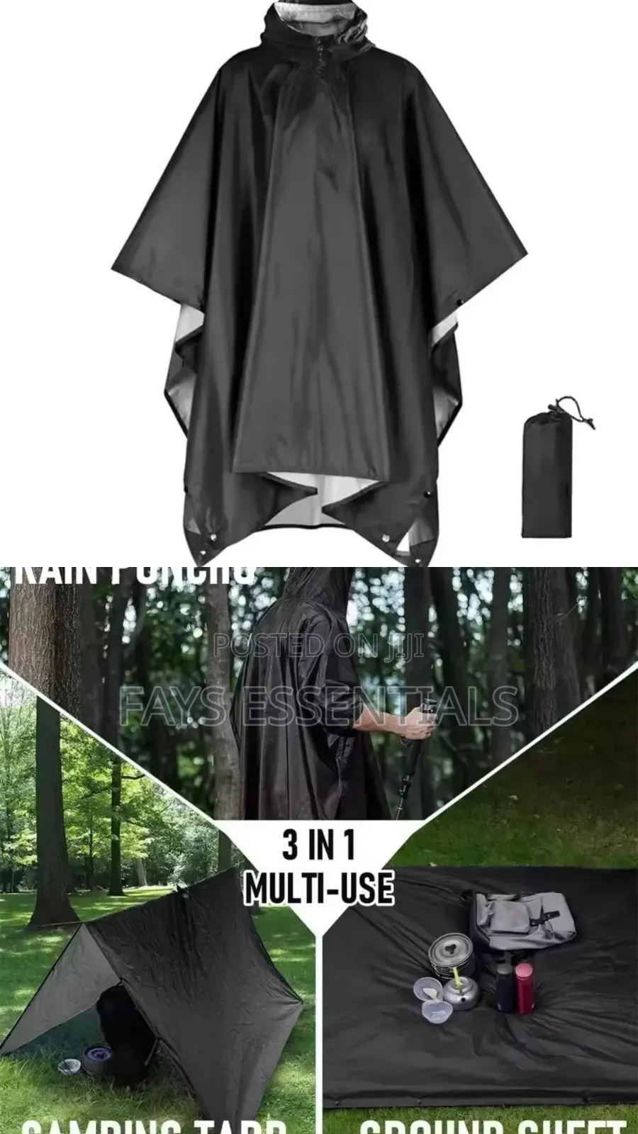 Unisex Adult Rain Poncho With Cap