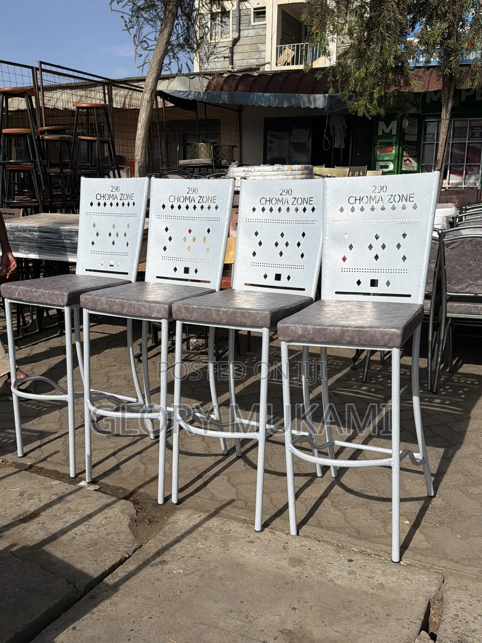High Bar Chairs Sinatabu White Coated