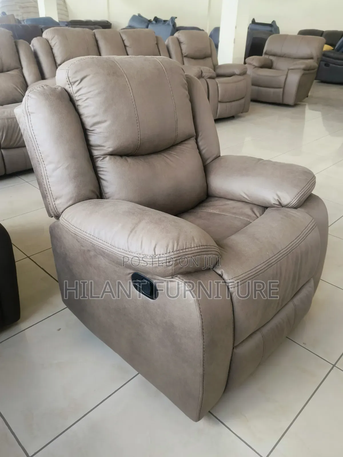 Brown Premium Fabric One-Seater Recliner Sofa