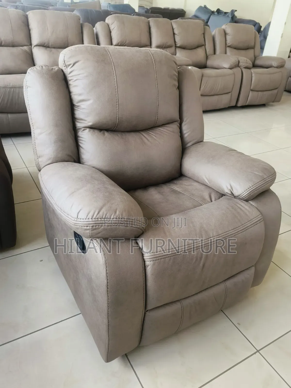 Brown Premium Fabric One-Seater Recliner Sofa