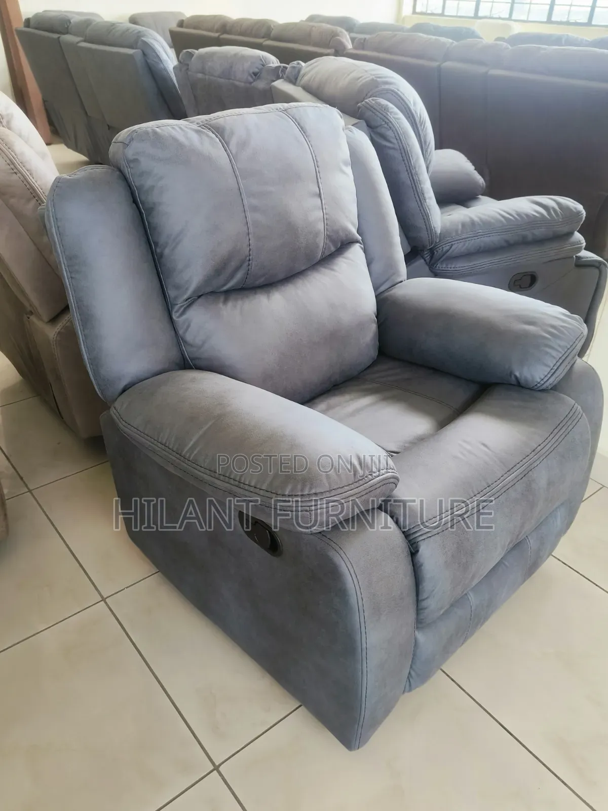 Grey Premium Soft Fabric 1 Seater Recliner Sofa