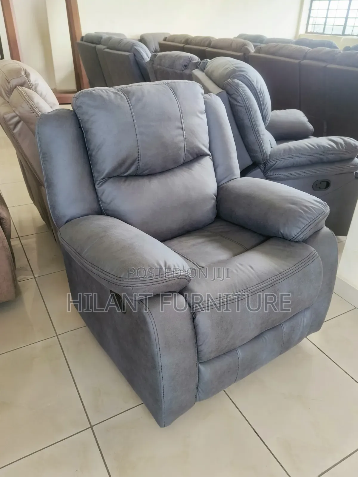 Grey Premium Soft Fabric 1 Seater Recliner Sofa