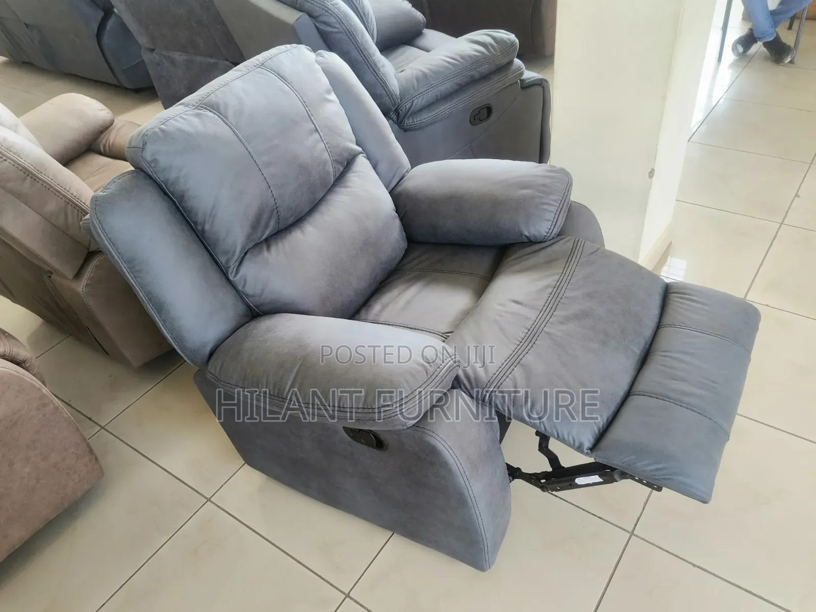 Grey Premium Soft Fabric 1 Seater Recliner Sofa