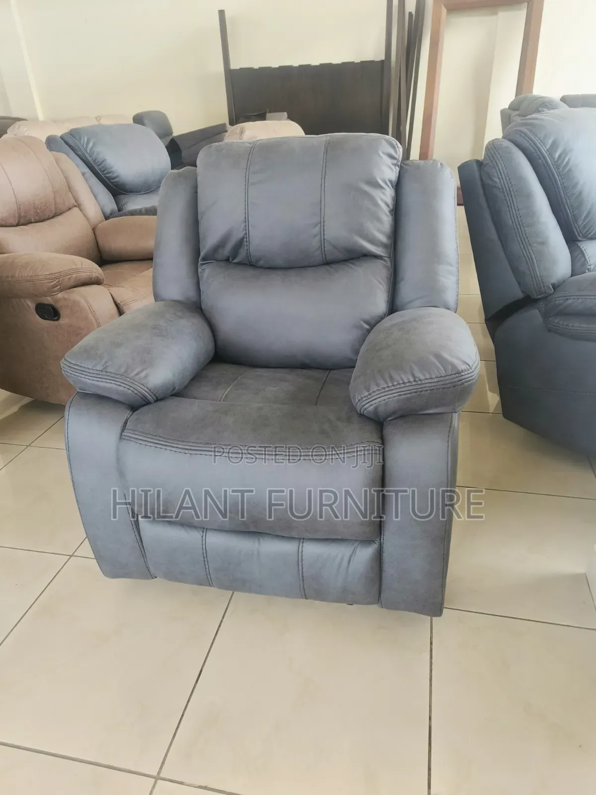 Grey Premium Soft Fabric 1 Seater Recliner Sofa