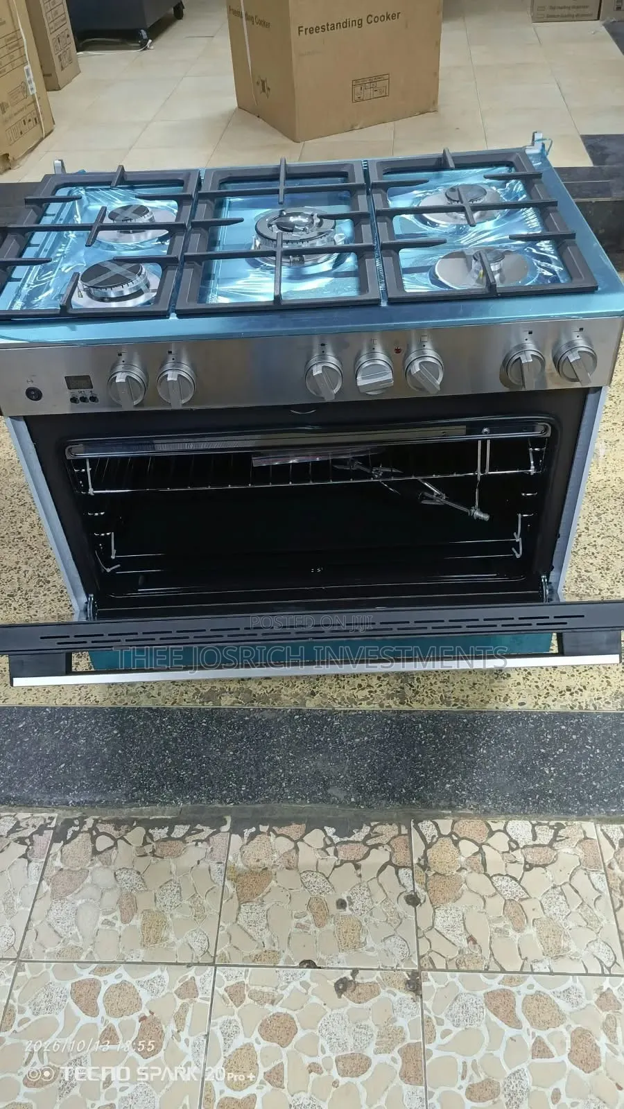 Haier 5 Burner Standing Cooker 90*60 Full Gas With Rotisserie, Wok