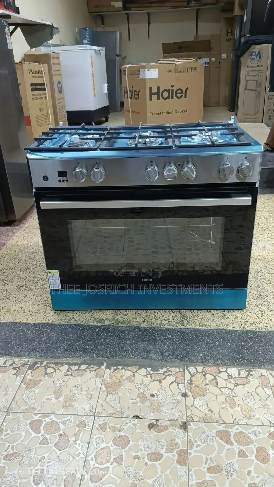 Haier 5 Burner Standing Cooker 90*60 Full Gas With Rotisserie, Wok