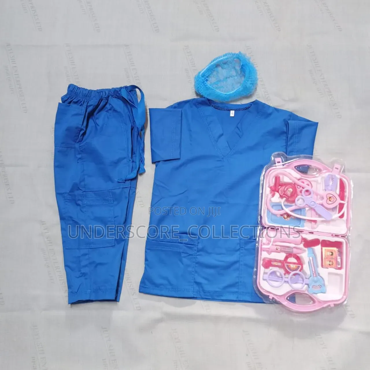 Blue&pink Heavy Cotton Scrubs Doctors Cosplay Set With Stethoscope Kit