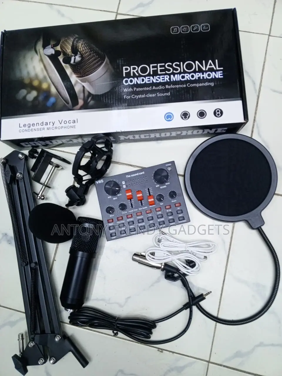 BM800 Streaming Mic Set With V8S Sound Card and Shock Mount