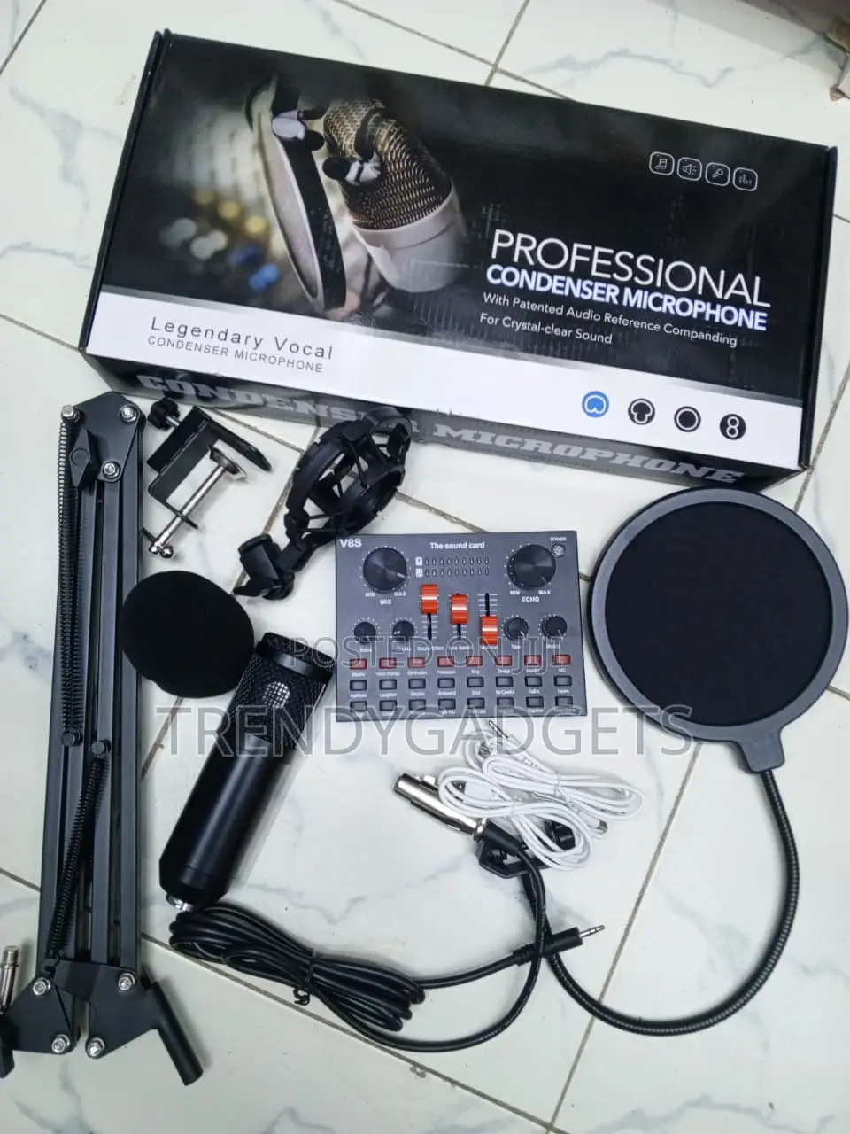 BM800 Studio Recording Kit With V8S Sound Card and Boom Arm