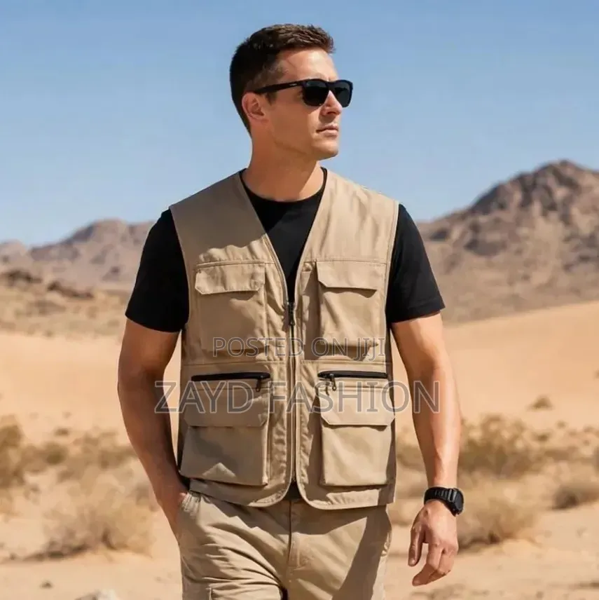 Khaki Sleeveless Tactical Jacket