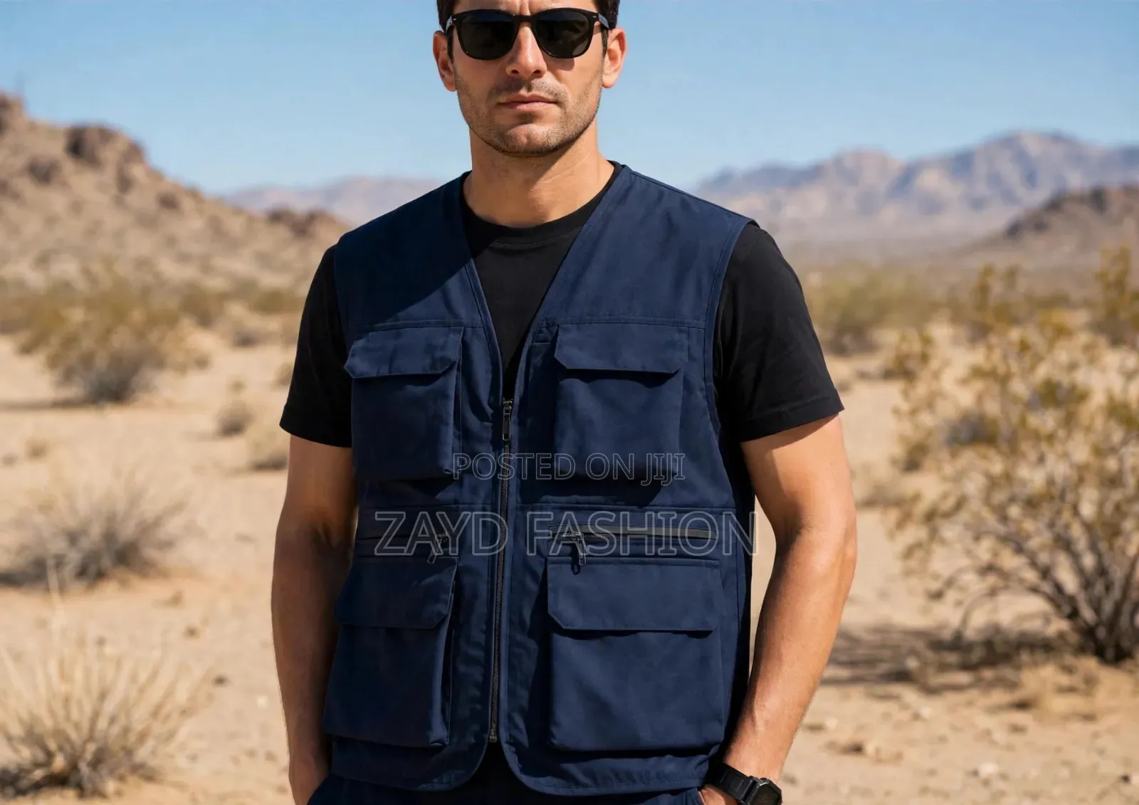 Navy Blue Sleeveless Tactical Jacket