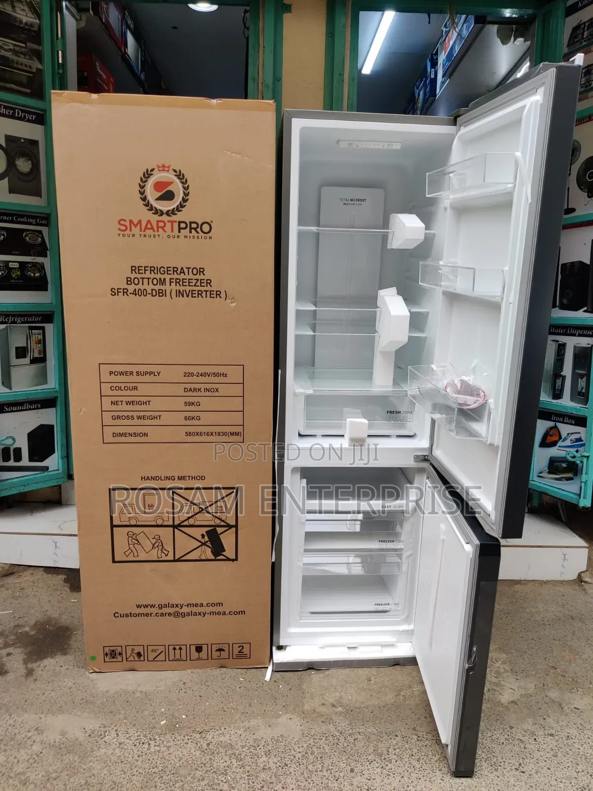 Smartpro Fridge 340l 400dbi No Frost Bottom Freezer