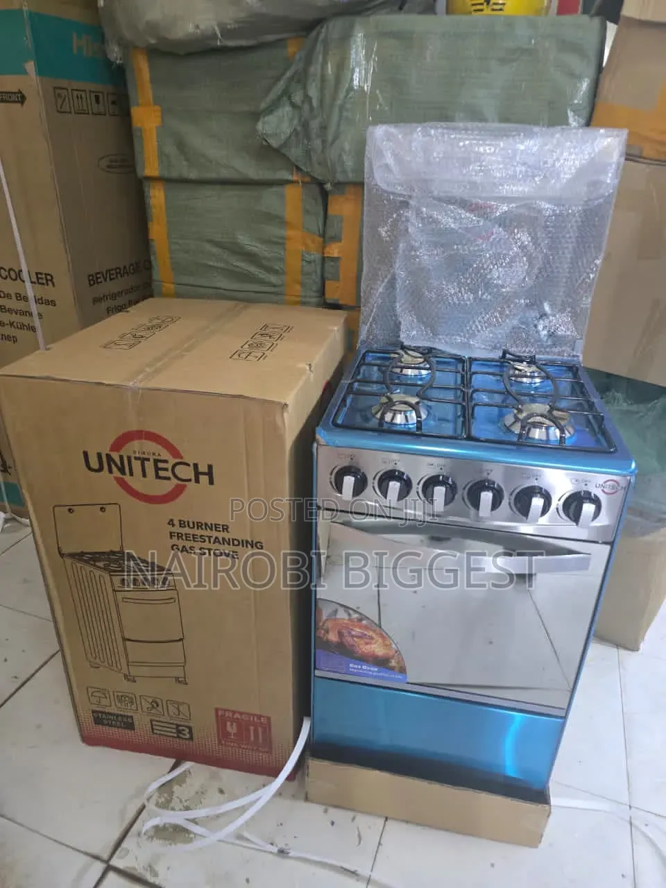 Silver 50*55 Unitech Full Gas Freestanding JET Autoignition Cooker