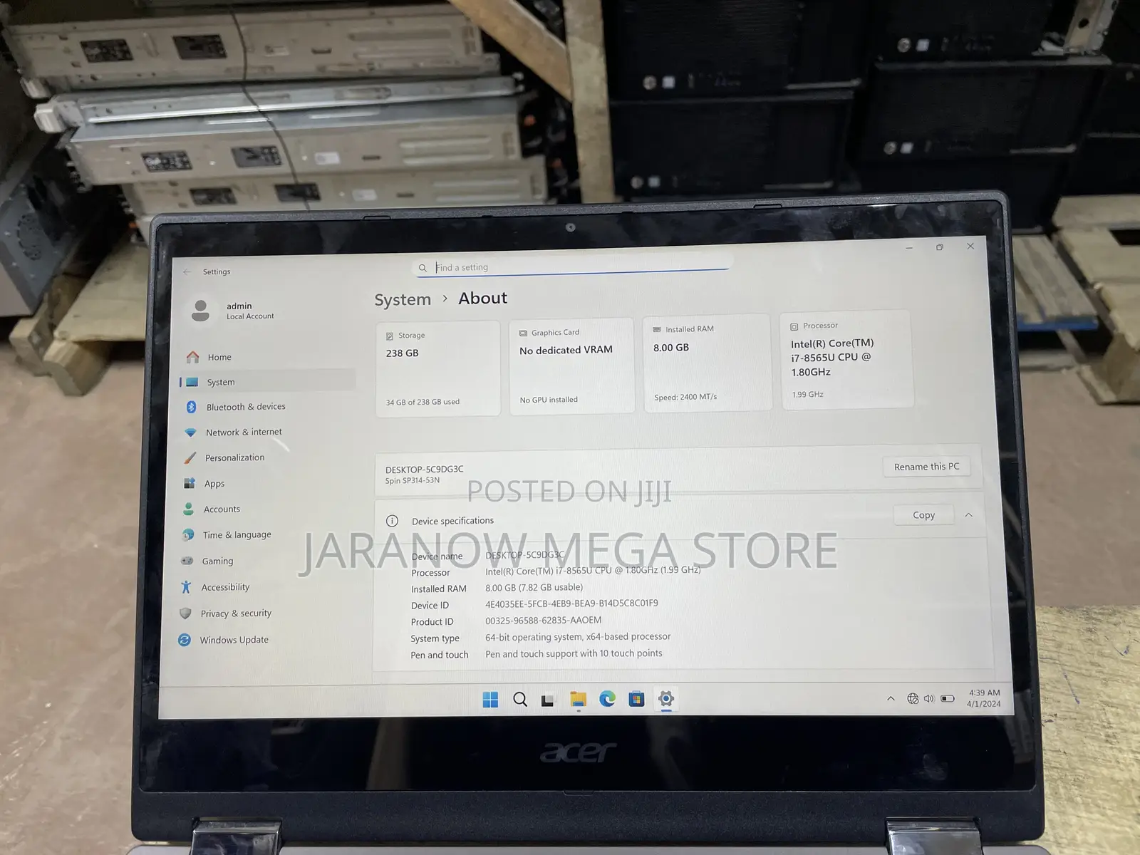 Laptop Acer Spin 3 8GB Intel Core i7 SSD 256GB