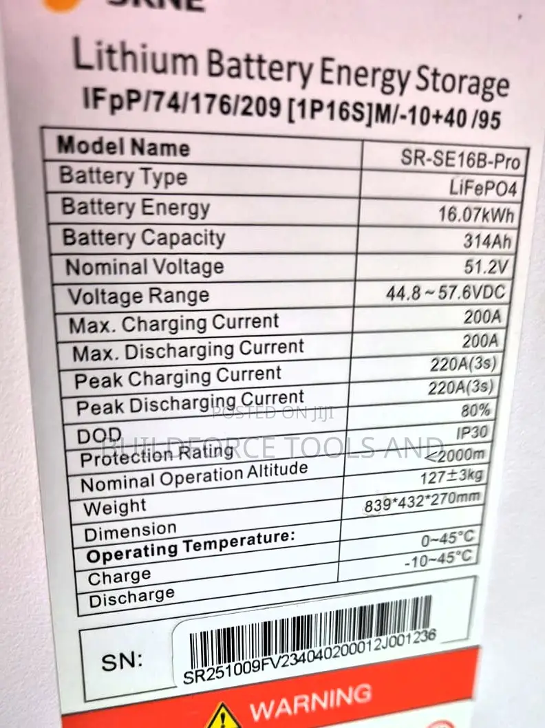 SRNE 16.07KWH 51.2v 314ah 8000 Cycles LiFeP04 Lithium Iron Batter
