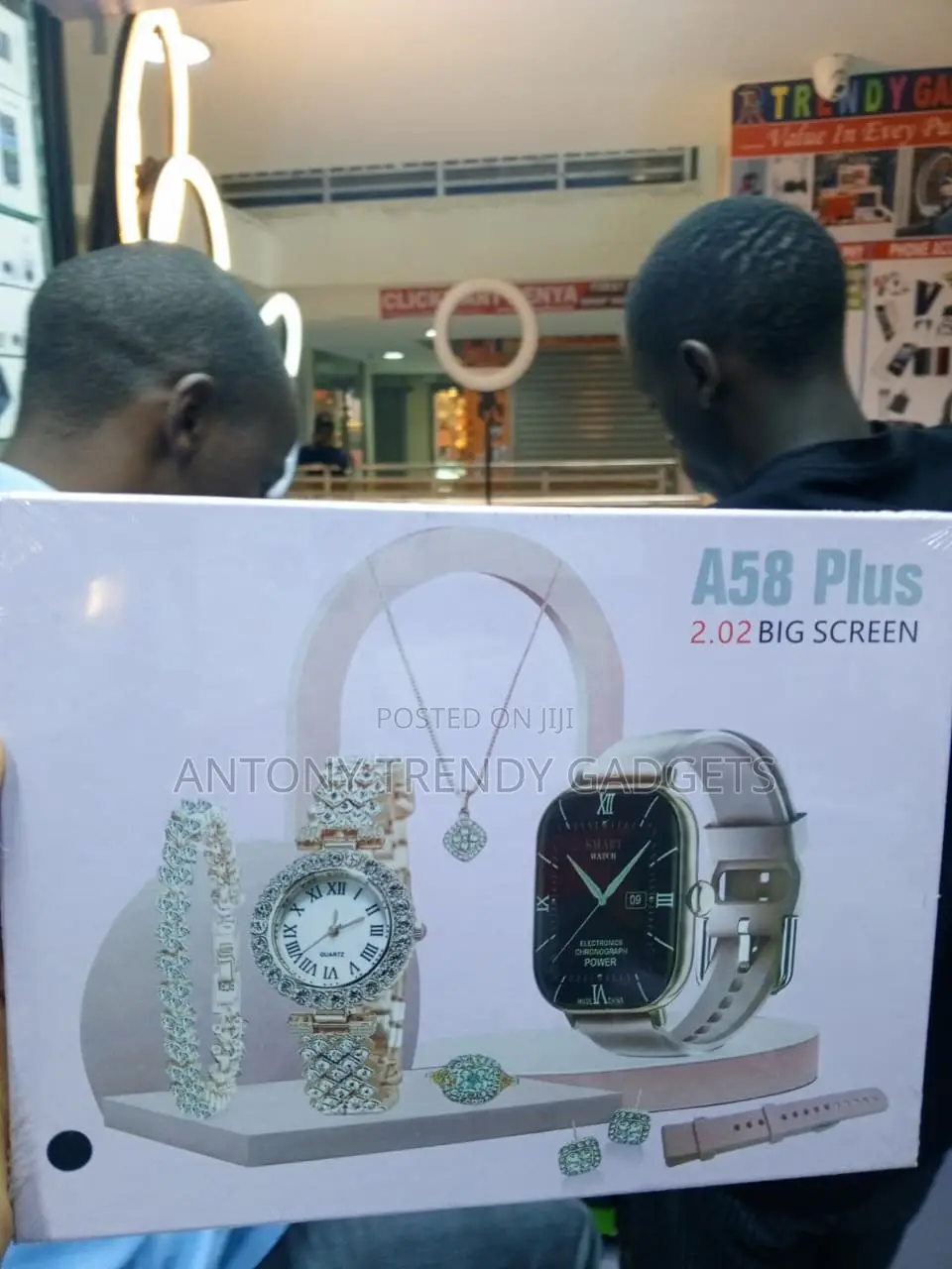 A58 Plus Smartwatch Gift Set With Necklace and Earrings