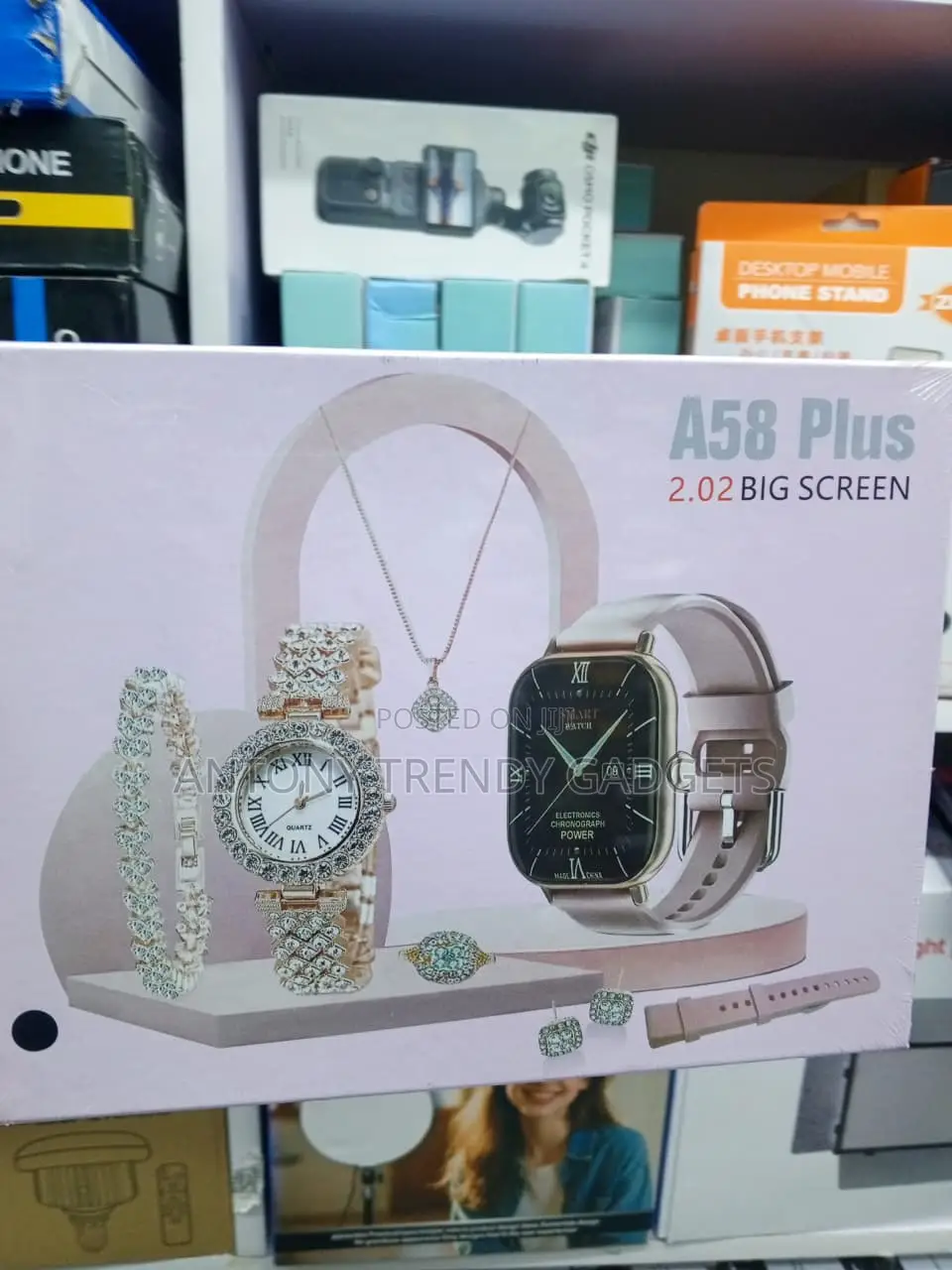 A58 Plus 2.02-Inch Smartwatch With Quartz Watch and Accessories