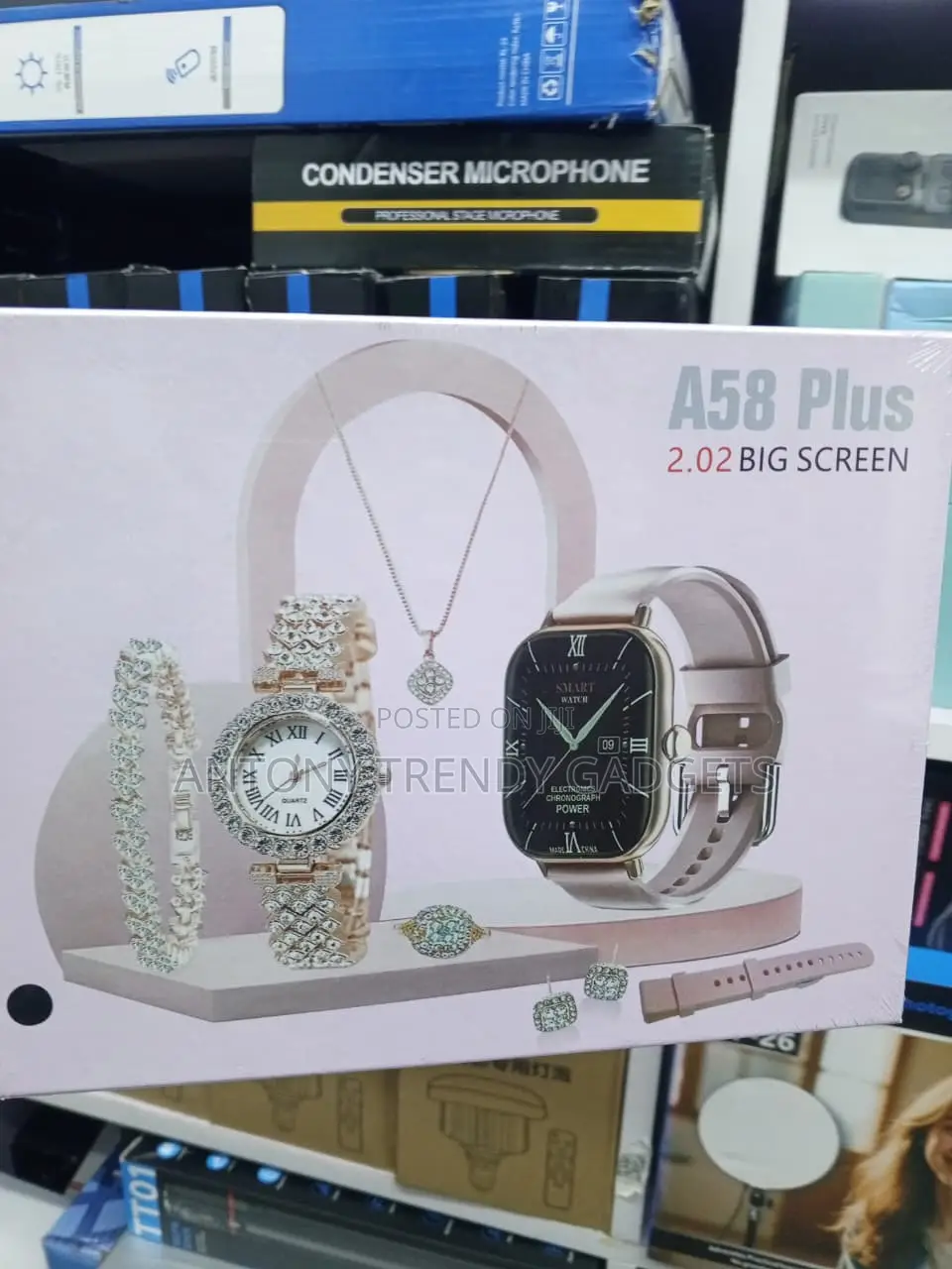 A58 Plus 2.02-Inch Smartwatch With Quartz Watch and Accessories