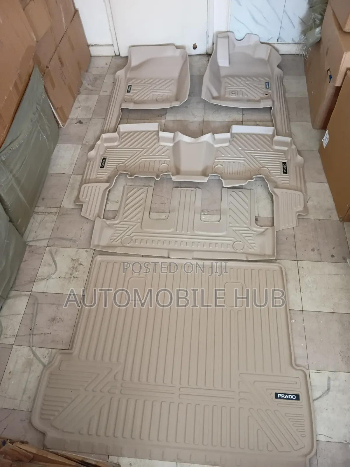 Toyota Prado LC150 Custom Beige 5D Floor Liners + Cargo Trunk Mat Set