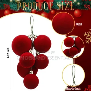 6 Piece Set of Burgundy Christmas Ball Clusters