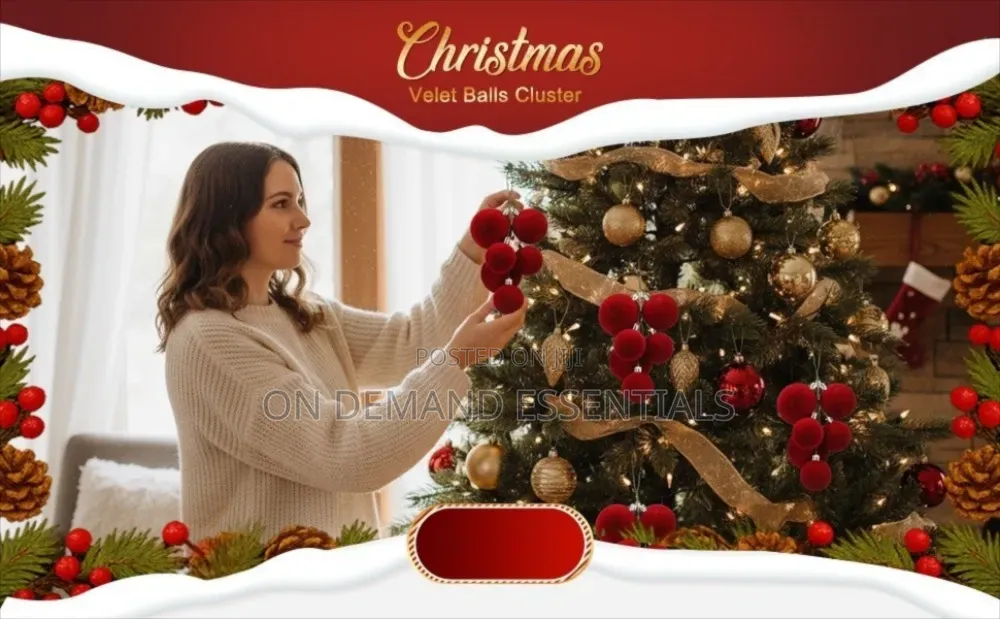 6 Piece Set of Burgundy Christmas Ball Clusters