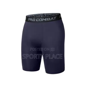 Navy Blue Men's Short Compression Leggings - Sports/Gym