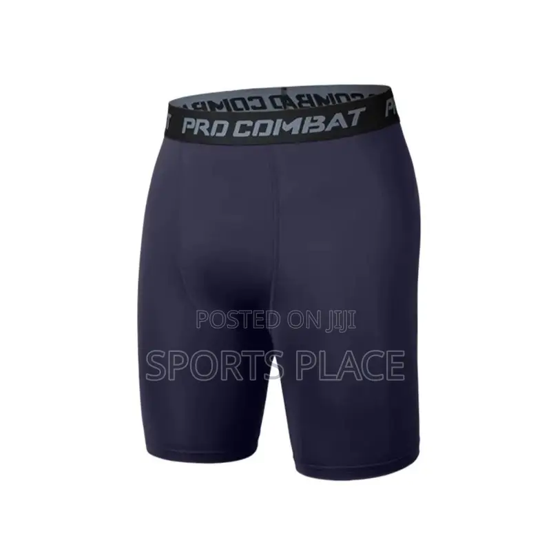 Navy Blue Men's Short Compression Leggings - Sports/Gym