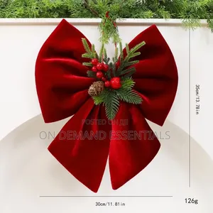 Wine Red Christmas Tree Bow Ornament Pine Needl