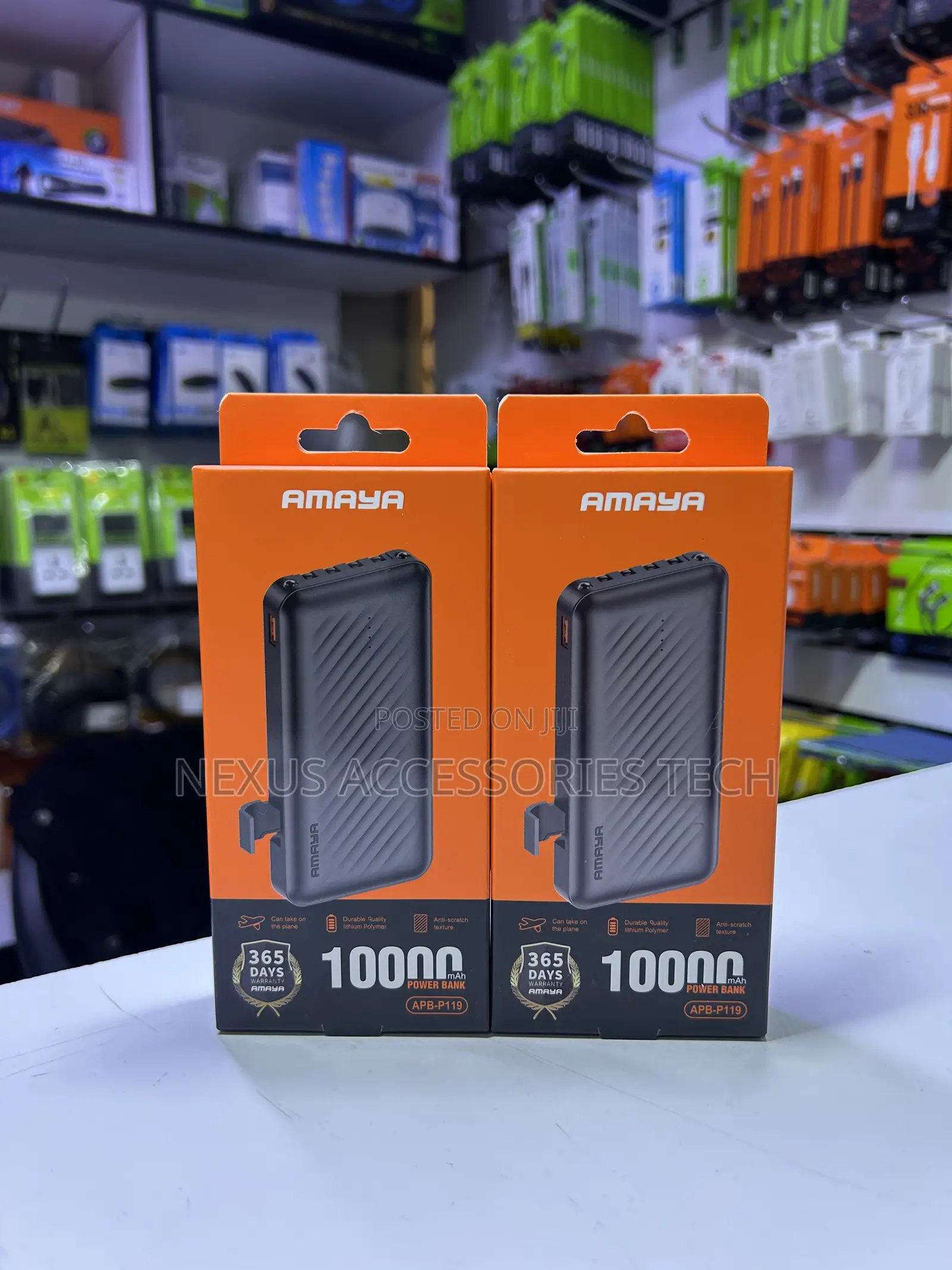 APB-P119 10000mAh Power Bank With Built-in Cables