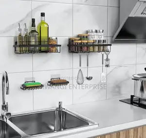 5pcs Rectangular Shower Caddy Shelf Wall Organizer