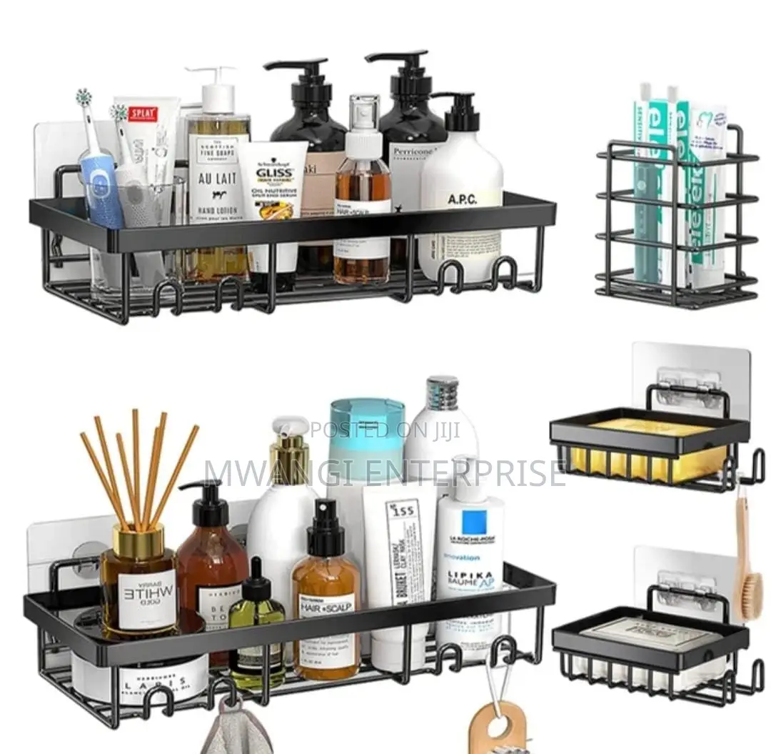 5pcs Rectangular Shower Caddy Shelf Wall Organizer