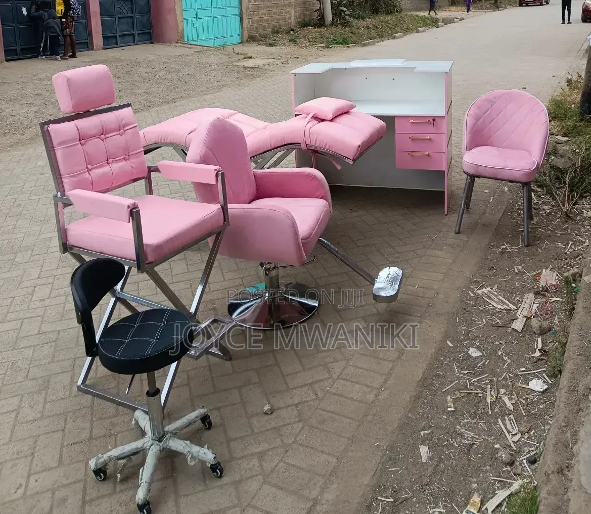 Adjustable Stool, Makeup Chair, Salon Seat, Lash Bed & Reception Desk.